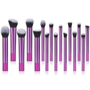 22 Pcs Purple Short Transparent Makeup Brushes With Beauty Puff